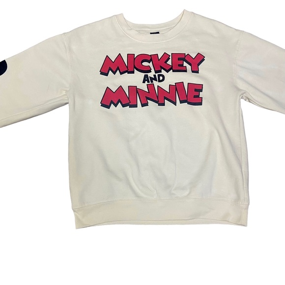 Disney Mickey and Minnie Long Sleeve Fleece Sweatshirt Juniors Medium oversized - Picture 3 of 12
